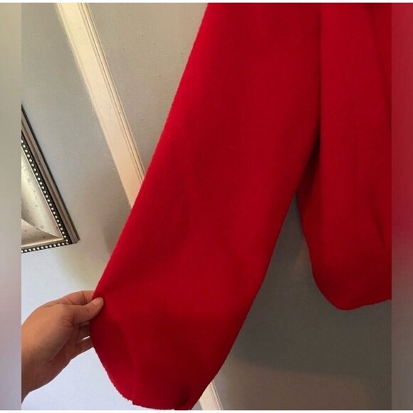 Vintage Red Cropped Jacket Thick Knit Snap Closure Retro Y2K Style Size Medium - Picture 7 of 10